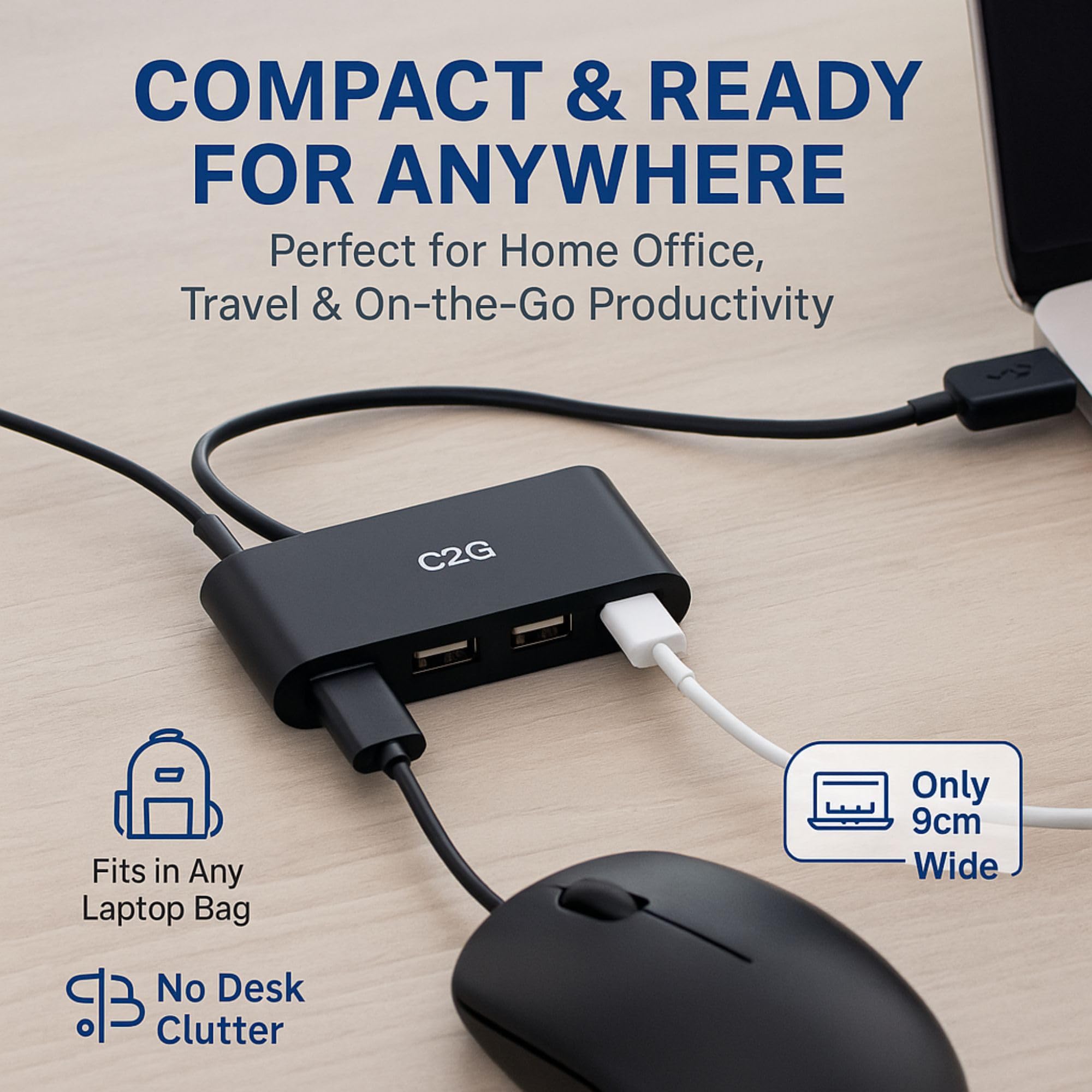 C2G 4-Port USB-A 3.0 Hub - SuperSpeed USB 5Gbps, Black (C2G54462) - Image 3