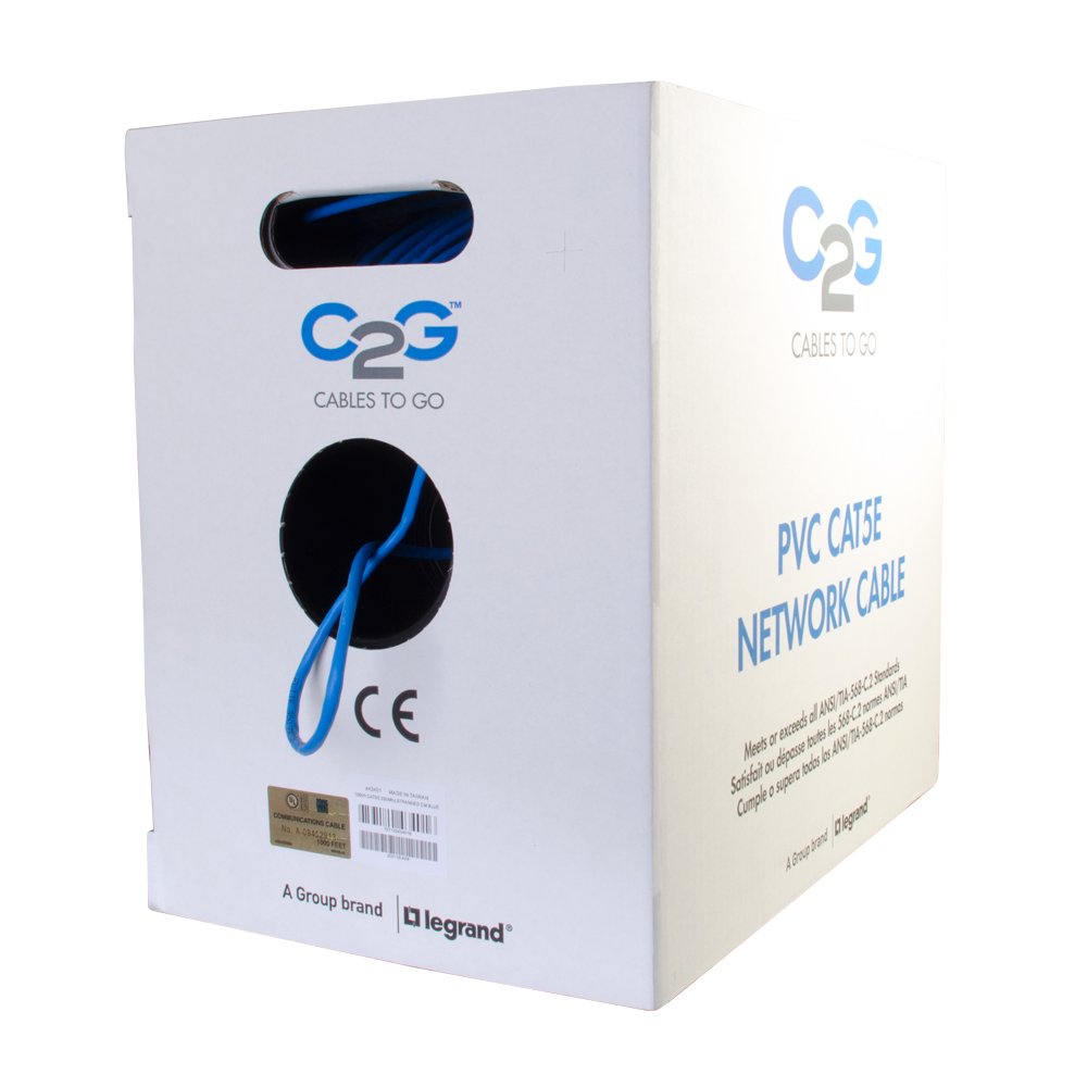 C2G 43401 Cat5e Bulk Cable - Unshielded Ethernet Network Cable with Stranded Conductors, In-Wall CMR-Rated, TAA Compliant, Blue (1000 Feet, 304.8 Meters) - Image 4