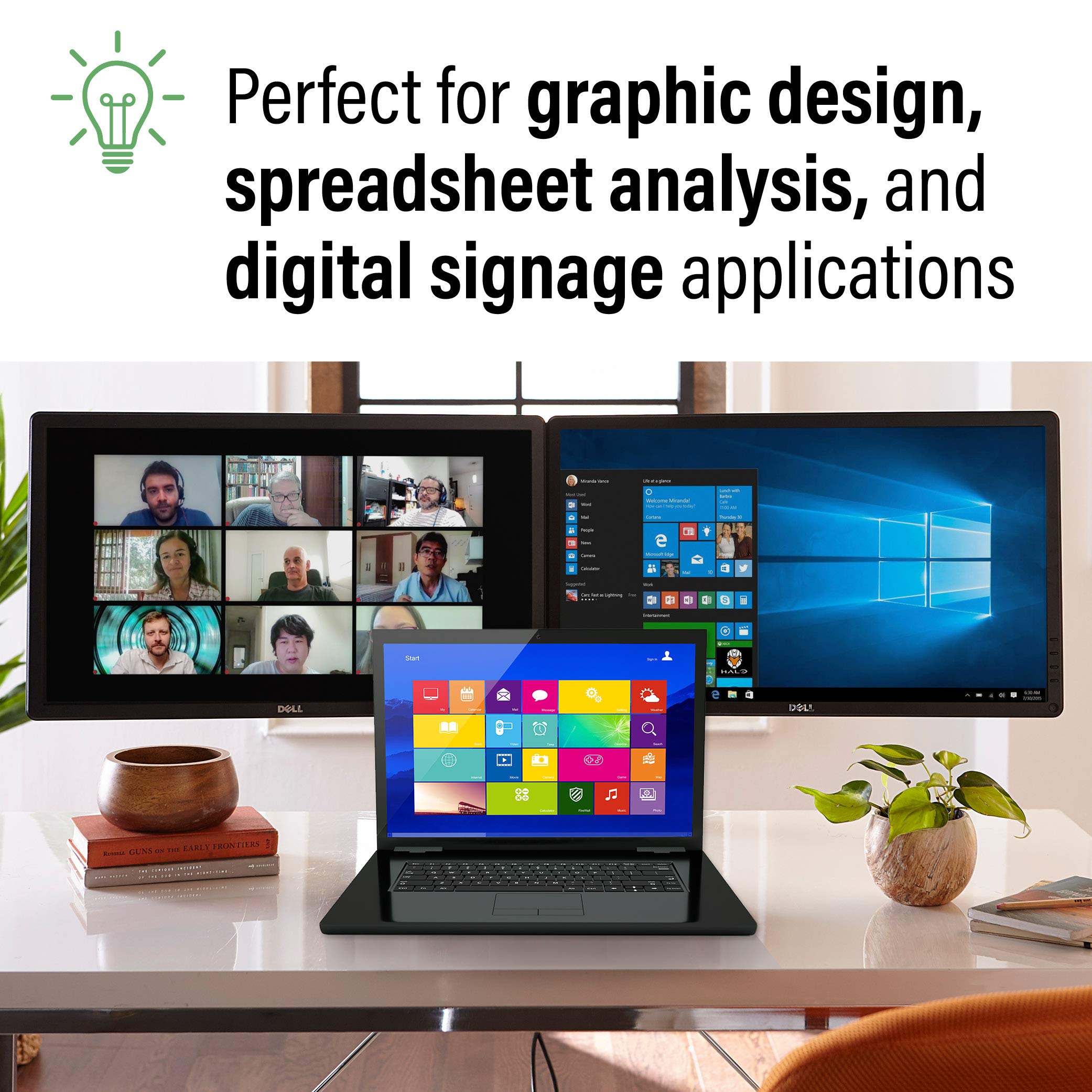 C2G 54292 USB Powered 4K 2-Port Mini DisplayPort to HDMI MST Hub Monitor Splitter, Black - Image 3