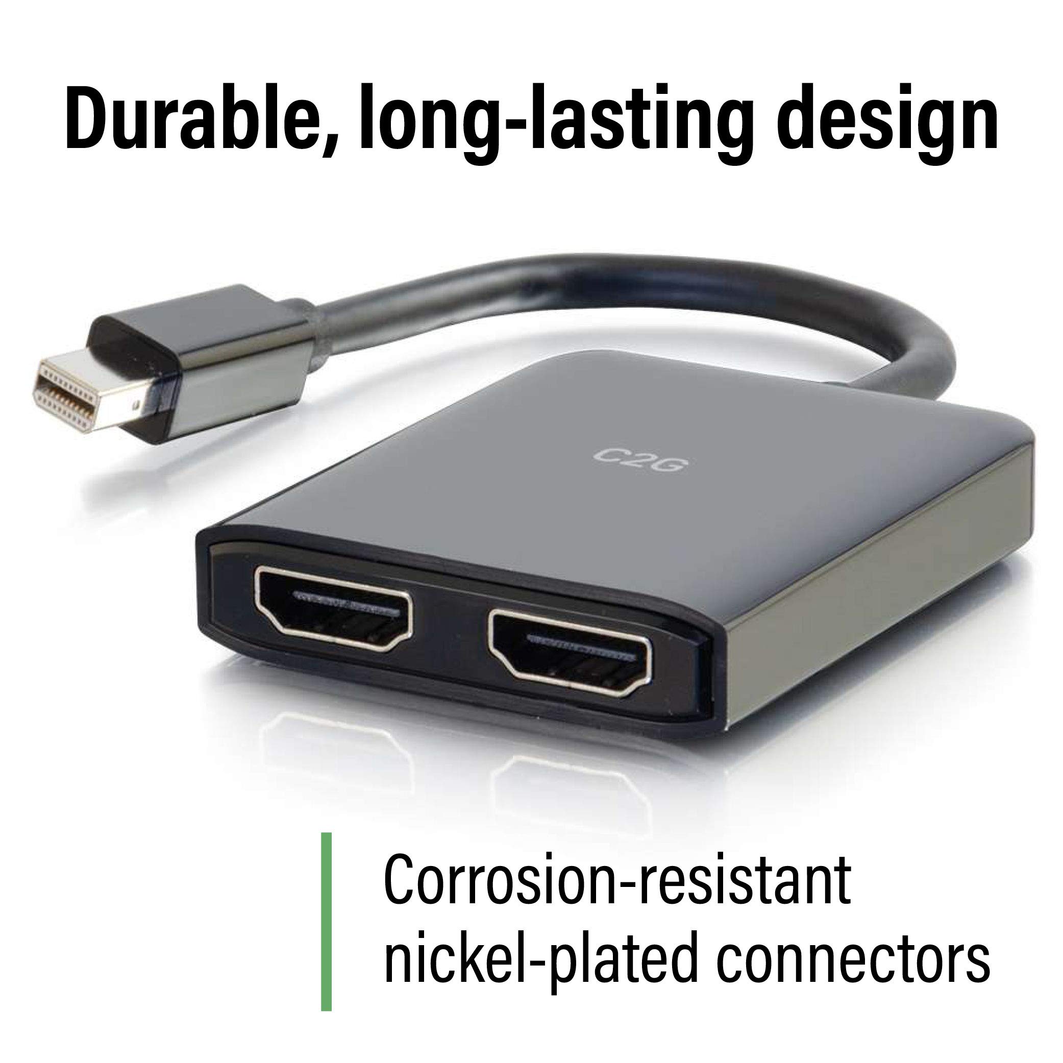 C2G 54292 USB Powered 4K 2-Port Mini DisplayPort to HDMI MST Hub Monitor Splitter, Black - Image 4