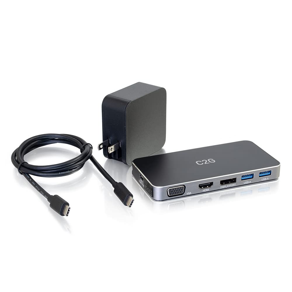 C2G USB-C 7-in-1 Dual Display MST Docking Station with HDMI, DisplayPort, VGA and Power Delivery up to 100W - 4K 30Hz - Image 3